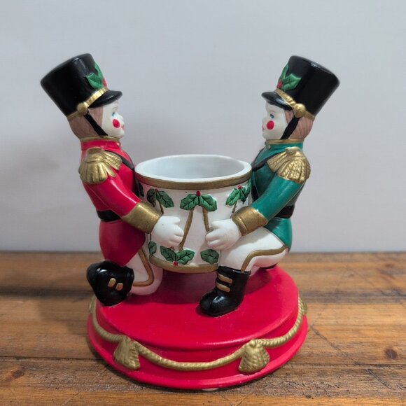PartyLite Other - PartyLite Retired Ceramic Toy Soldiers Christmas Candle Holder 5.5" Tall